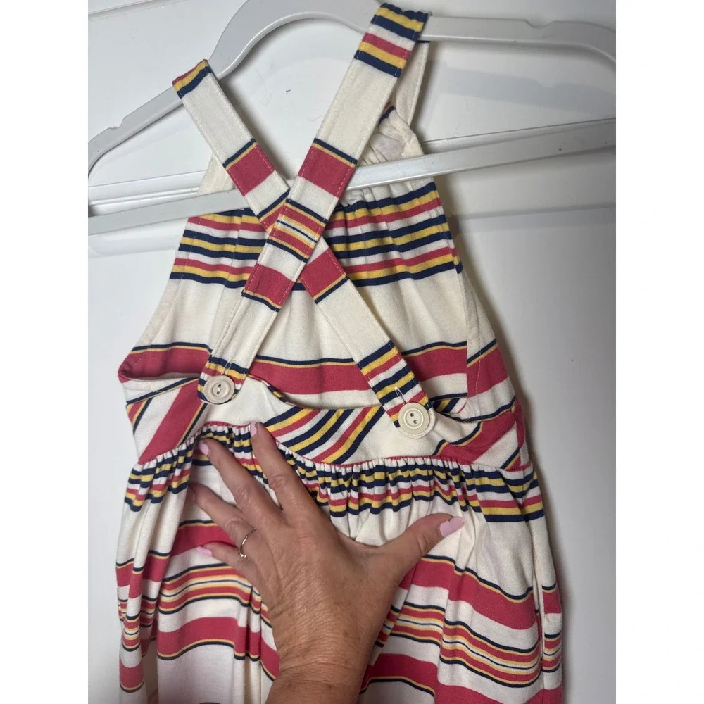 Ralph Lauren Girls Size 6 NWT Striped Cotton Blend Halter Sundress Melon Beige,